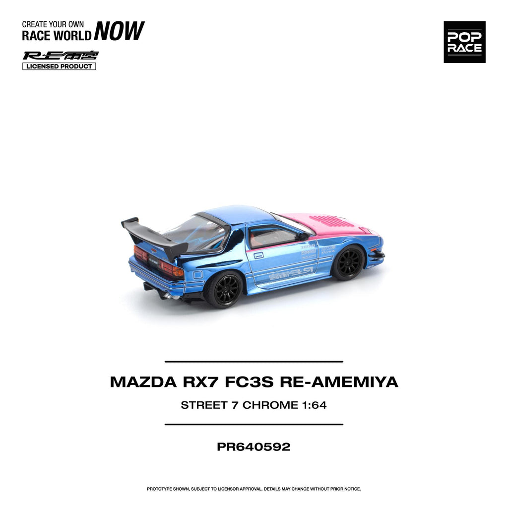 (Preorder) Pop Race 1/64 Mazda RX7 (FC3S) Re-Amemiya Street7 Chrome