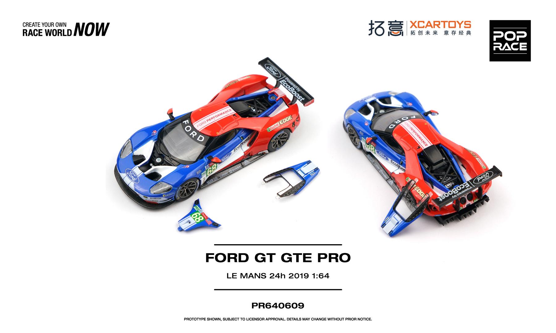 (Preorder) Pop Race x XCartoys 1:64 Ford GT GTE Pro - Le Mans 24H 2019
