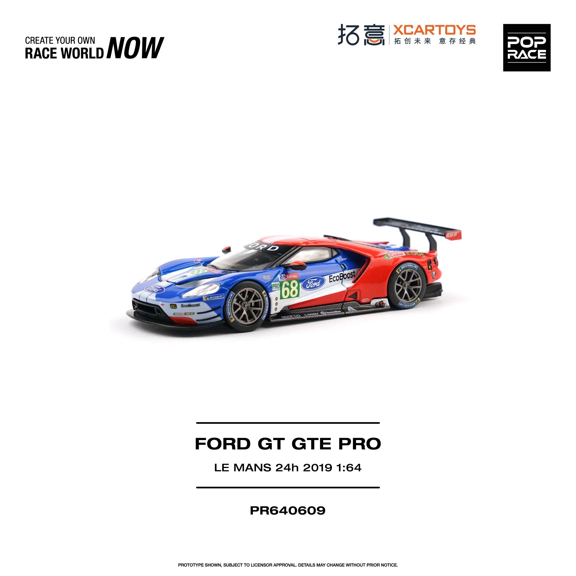 (Preorder) Pop Race x XCartoys 1:64 Ford GT GTE Pro - Le Mans 24H 2019