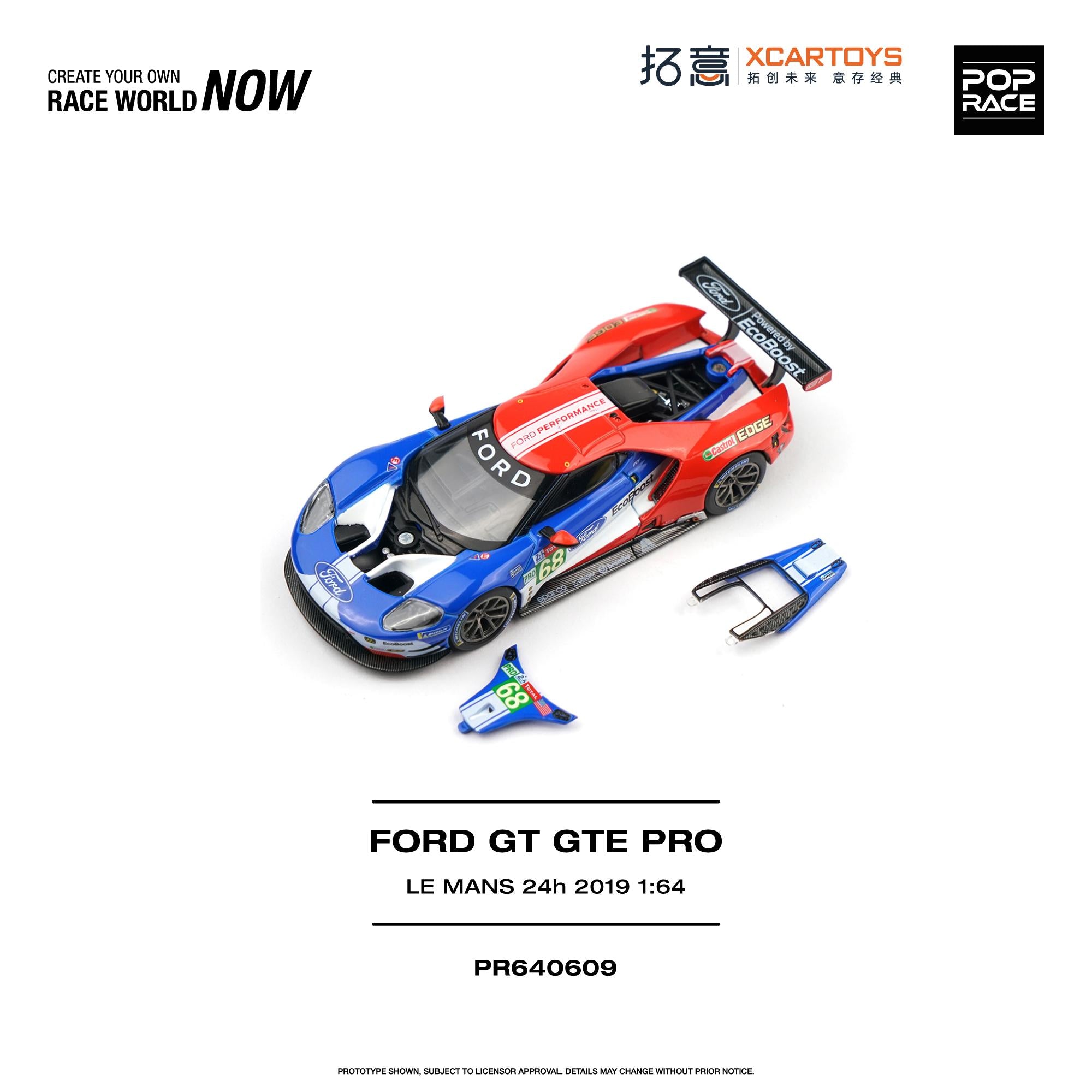 (Preorder) Pop Race x XCartoys 1:64 Ford GT GTE Pro - Le Mans 24H 2019
