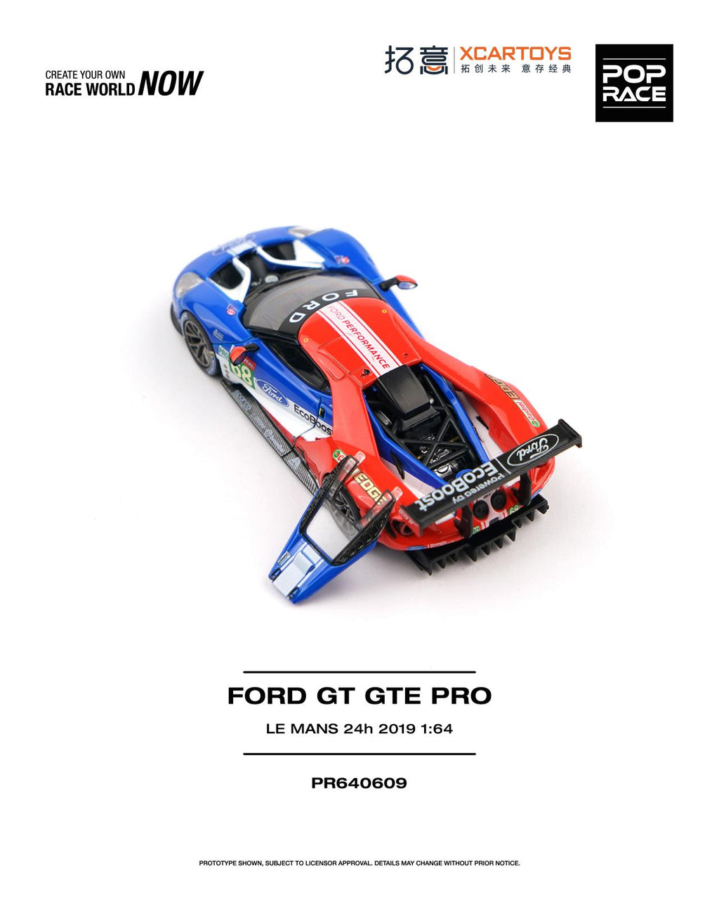 (Preorder) Pop Race x XCartoys 1:64 Ford GT GTE Pro - Le Mans 24H 2019