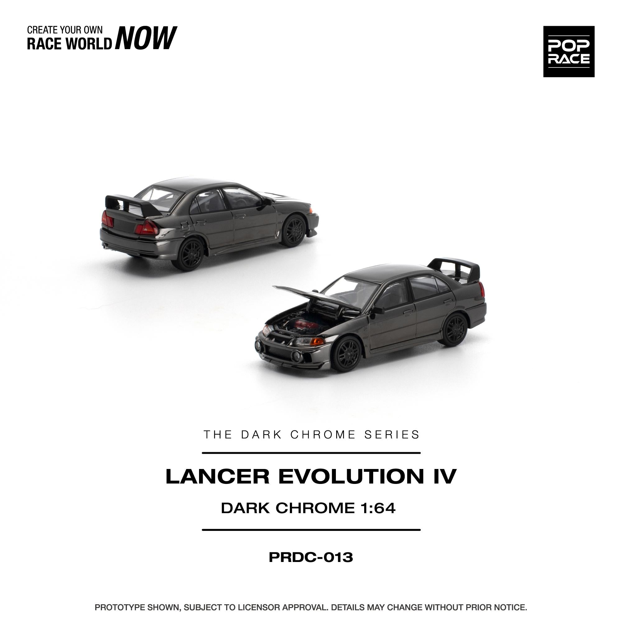 (Preorder) Pop Race 1/64 Lancer Evolution IV - Dark Chrome