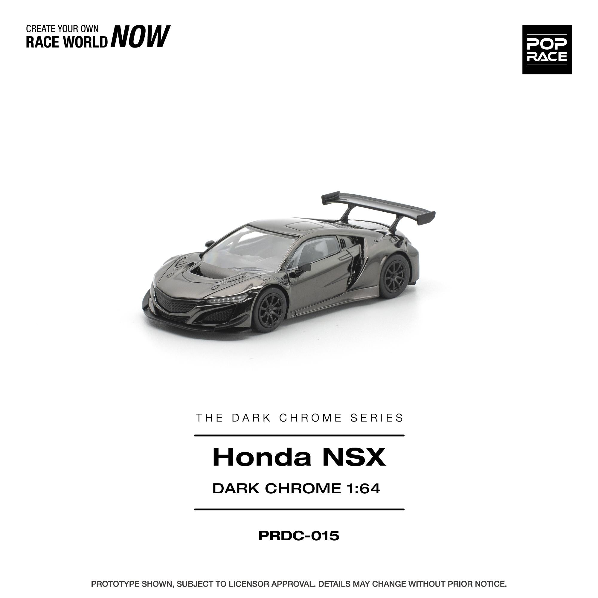 (Preorder) Pop Race 1/64 Honda NSX GT3 EV022 - Dark Chrome