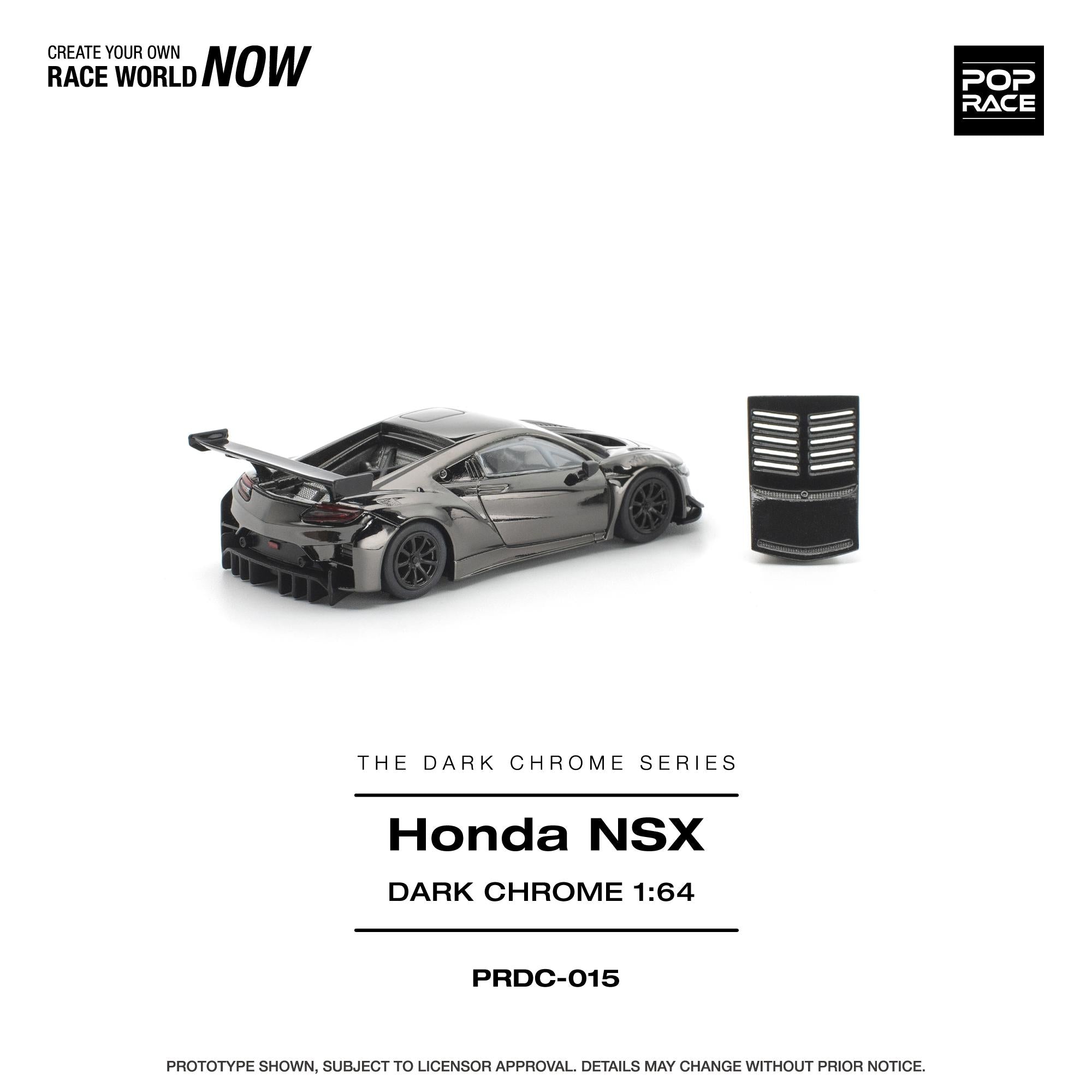 (Preorder) Pop Race 1/64 Honda NSX GT3 EV022 - Dark Chrome