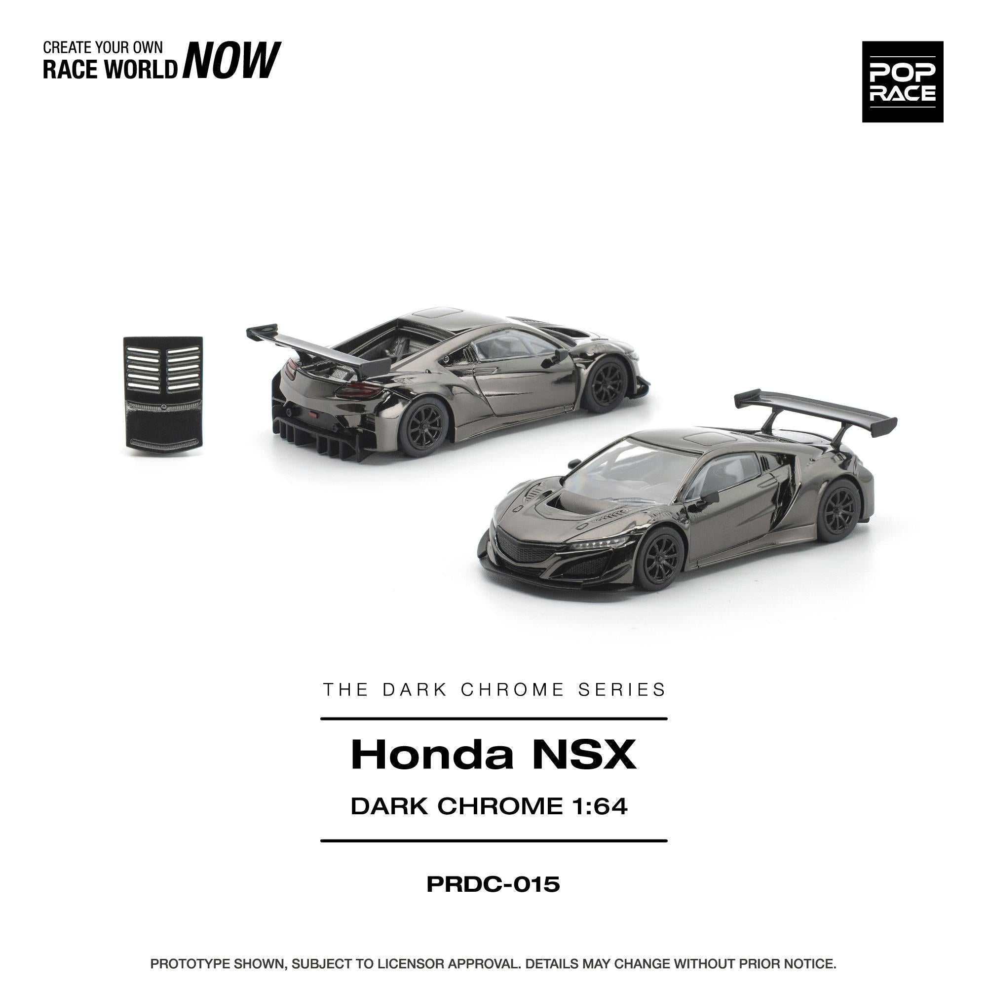 (Preorder) Pop Race 1/64 Honda NSX GT3 EV022 - Dark Chrome