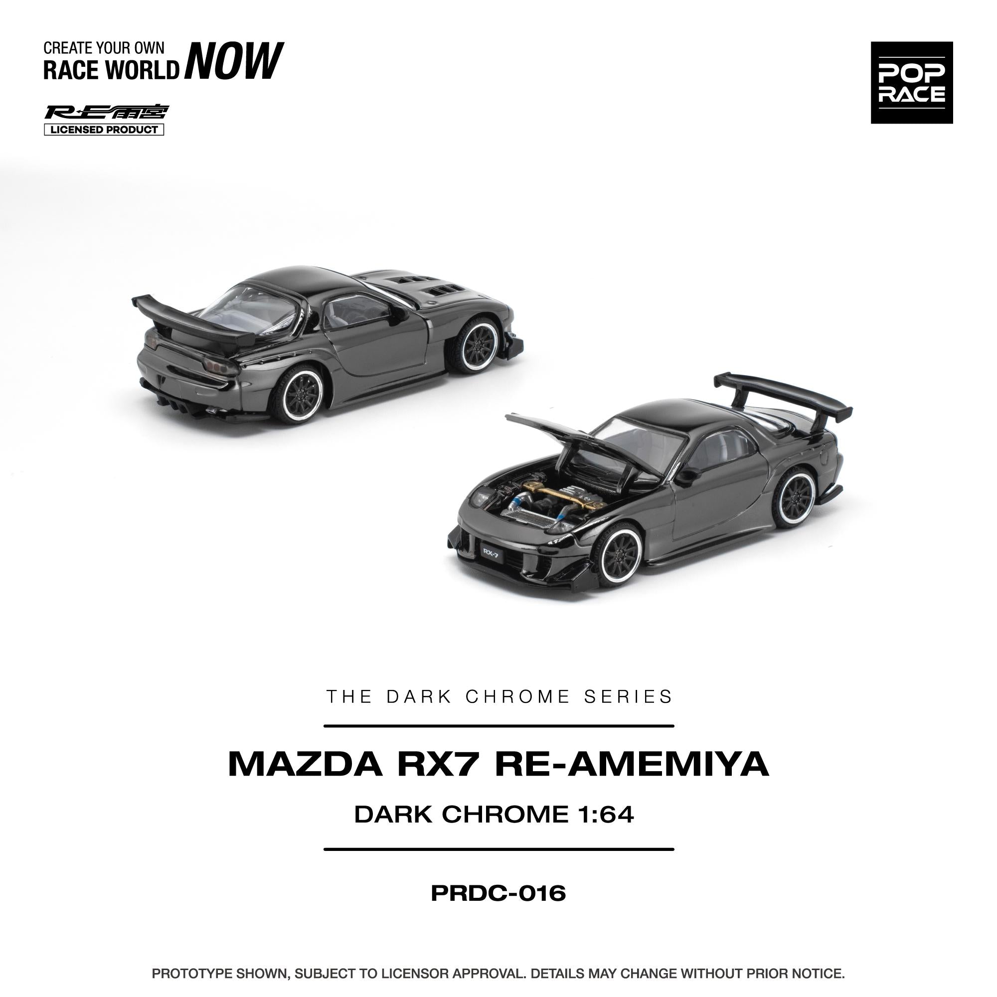 (Preorder) Pop Race 1/64 Mazda RX-7 RE-Amemiya - Dark Chrome