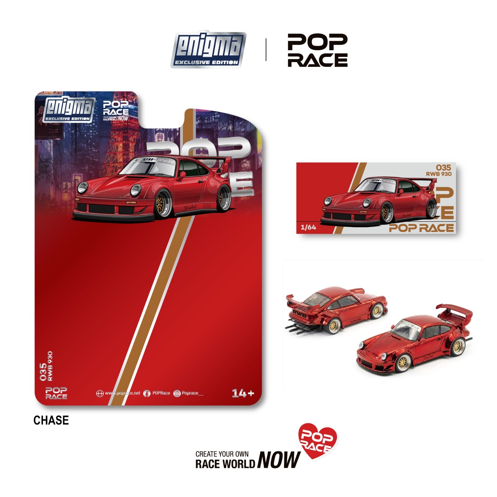 (Preorder) Pop Race 1/64 RWB 930 Red (Enigma Exclusive Edition) PRE035