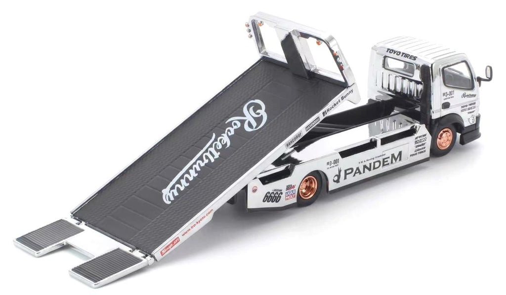 (Preorder) Pop Race x TS Exclusives 1/64 Pandem Fuso 300 Flatbed Transporter Silver Chrome
