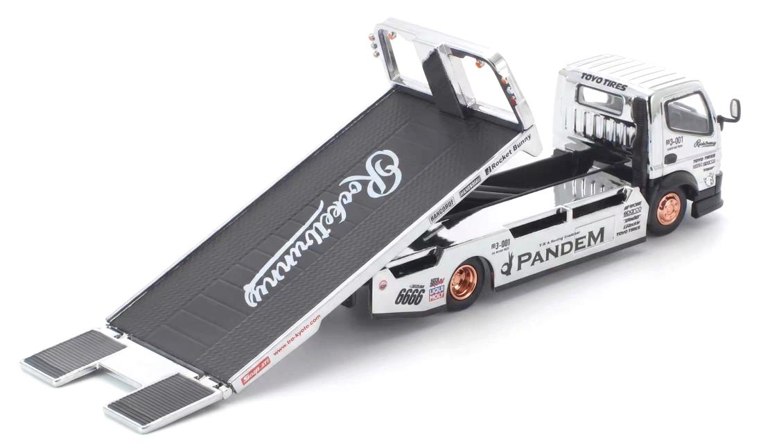 (Preorder) Pop Race x TS Exclusives 1/64 Pandem Fuso 300 Flatbed Transporter Silver Chrome
