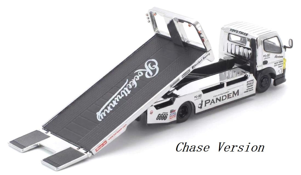 (Preorder) Pop Race x TS Exclusives 1/64 Pandem Fuso 300 Flatbed Transporter Silver Chrome