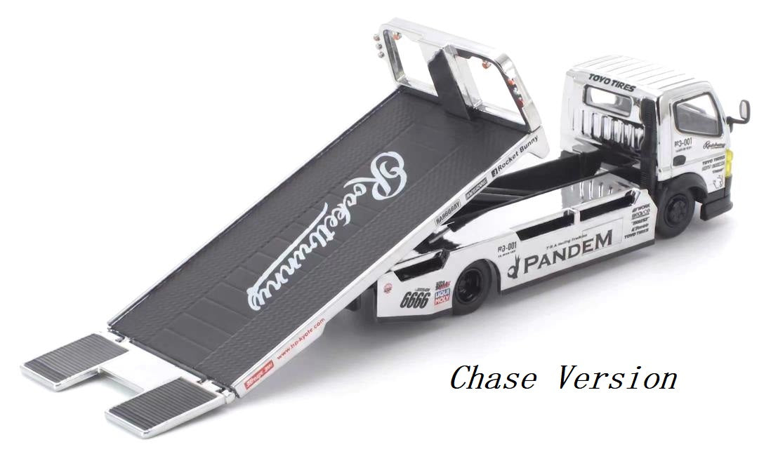 (Preorder) Pop Race x TS Exclusives 1/64 Pandem Fuso 300 Flatbed Transporter Silver Chrome