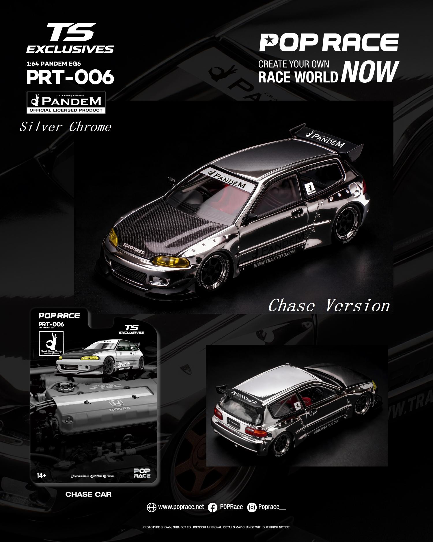 (Preorder) Pop Race x TS Exclusives 1/64 Pandem EG6 Silver Chrome