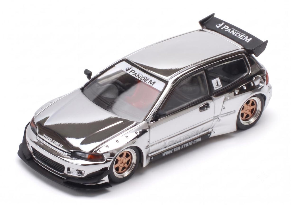 (Preorder) Pop Race x TS Exclusives 1/64 Pandem EG6 Silver Chrome