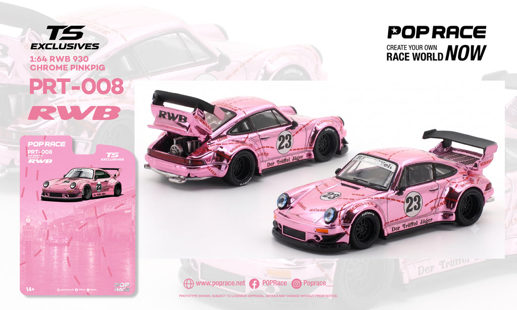 (Preorder) Pop Race 1:64 RWB 930 Pink Pig - Chrome Pink