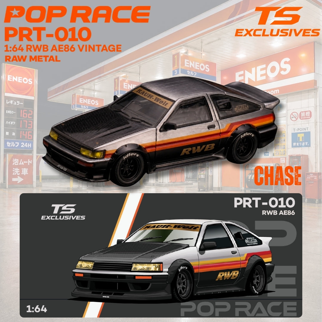 (Preorder) Pop Race x TS Exclusives 1:64 RWB AE86 VINTAGE Red Chrome