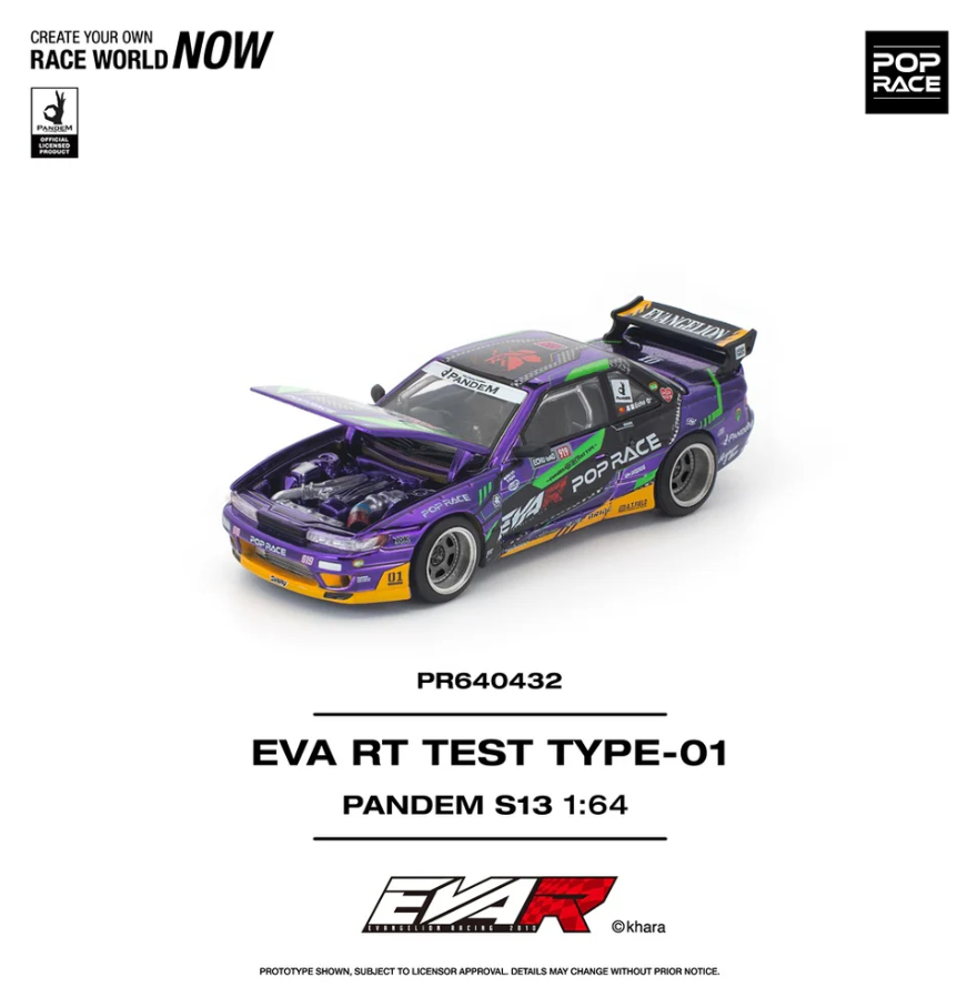 Pop Race 1/64 Nissan Pandem S13 EVA RT Test Type-01- Purple