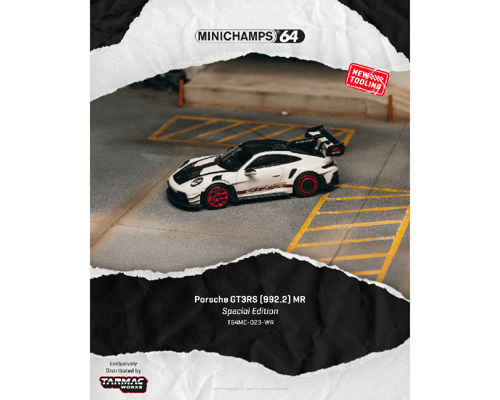(Preorder) Tarmac Works x Minichamps 1:64 Porsche GT3RS (992.2) MR – White Red- Showcase – Limited Edition