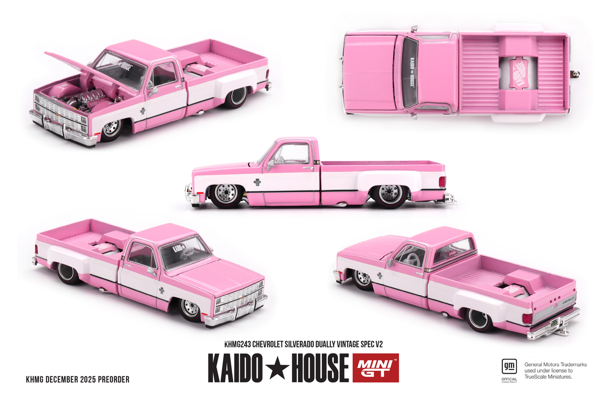 Mini GT x Kaido House 1:64 Chevrolet Silverado Dually Vintage Spec V2 Pink #243
