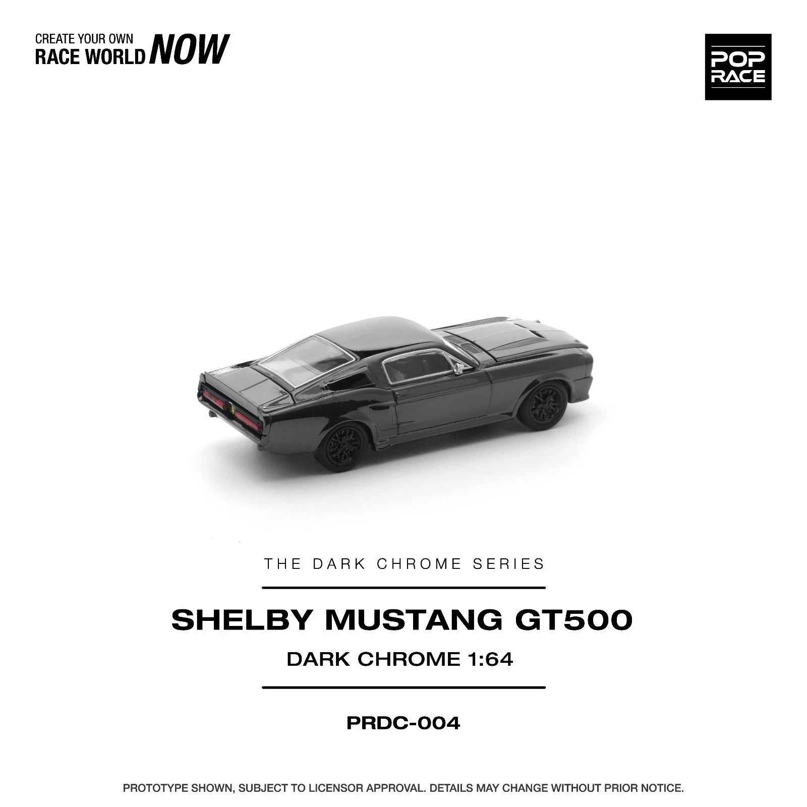 Pop Race 1:64 Shelby Mustang GT500 Dark Chrome - PRDC004