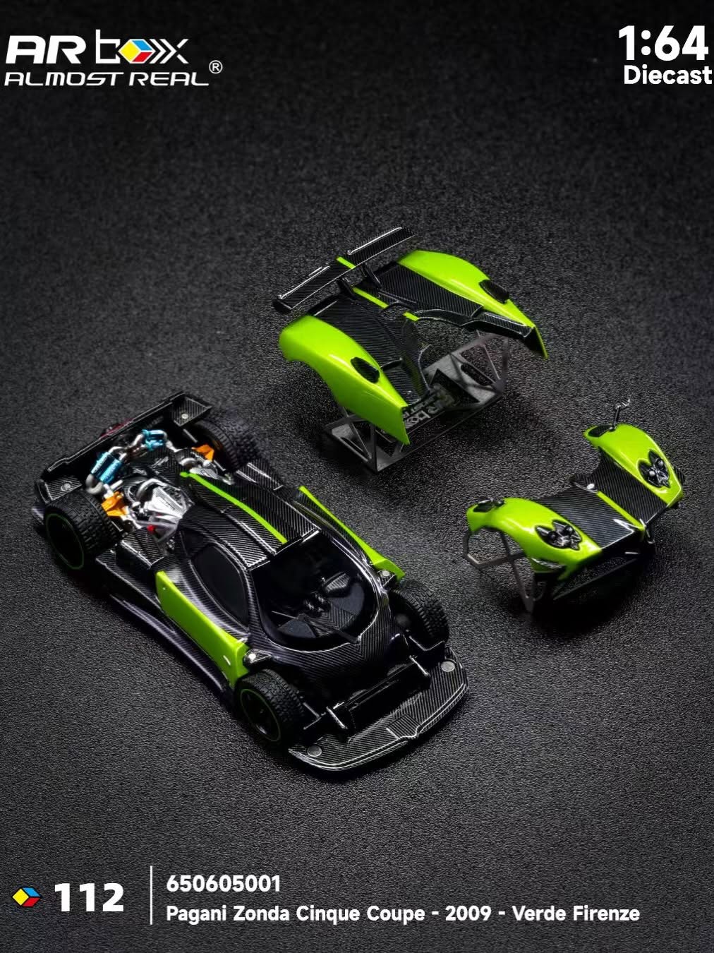 (Preorder) Almost Real 1:64 Pagani Zonda Cinque Coupe - 2009 Verde Firenze