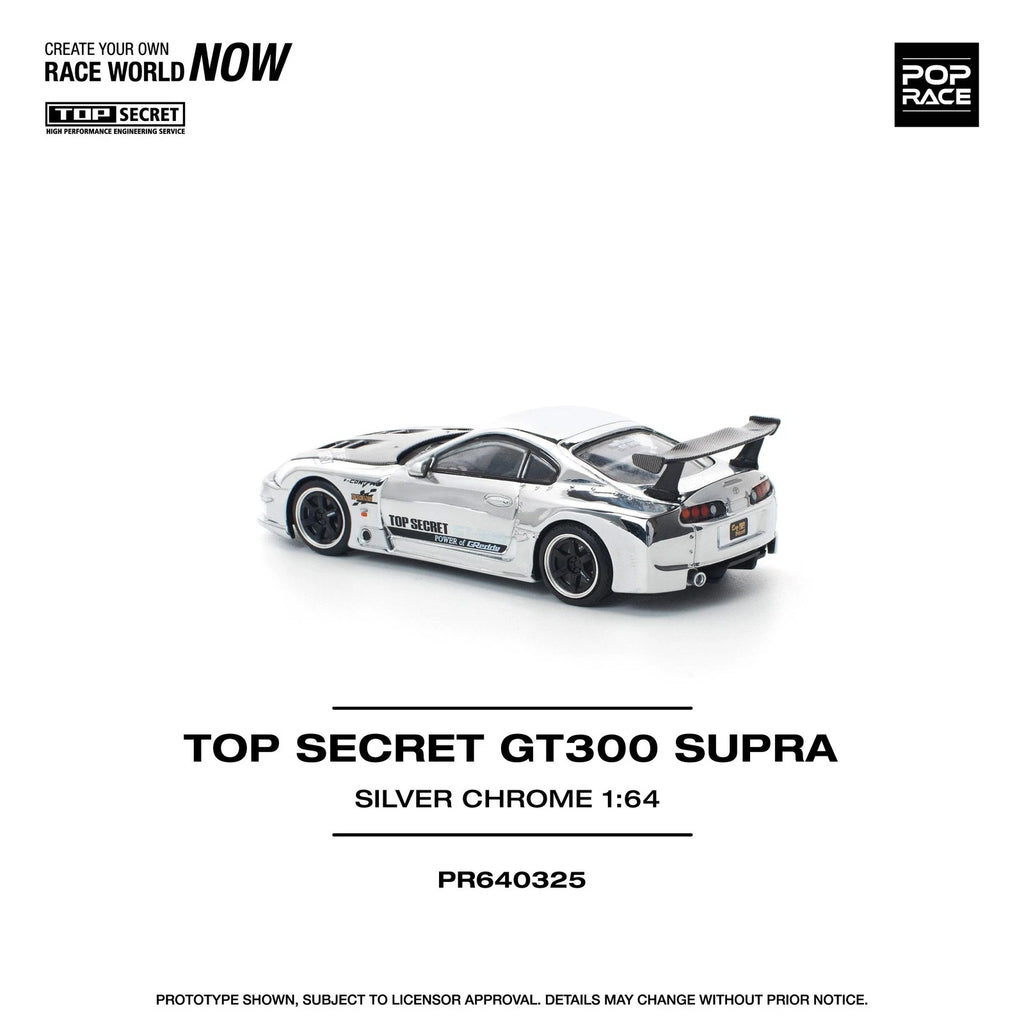 Pop Race 1/64 TOP SECRET GT300 Toyota Supra - Silver Chrome