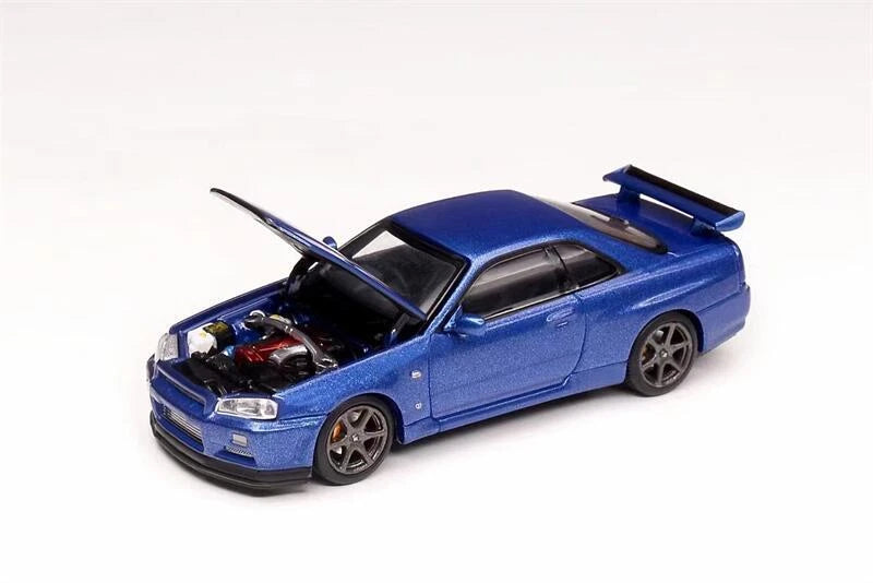 Motorhelix 1/64 日産 GT-R R34 VスペックII ダイキャスト (ベイサイドブルー/ジェイド)