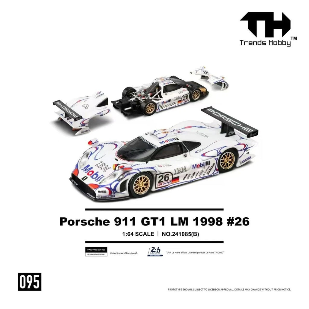Trends Hobby 1:64 Porsche 911 GT1 LM 1998 White #26 Mobil Champion 241085(B)