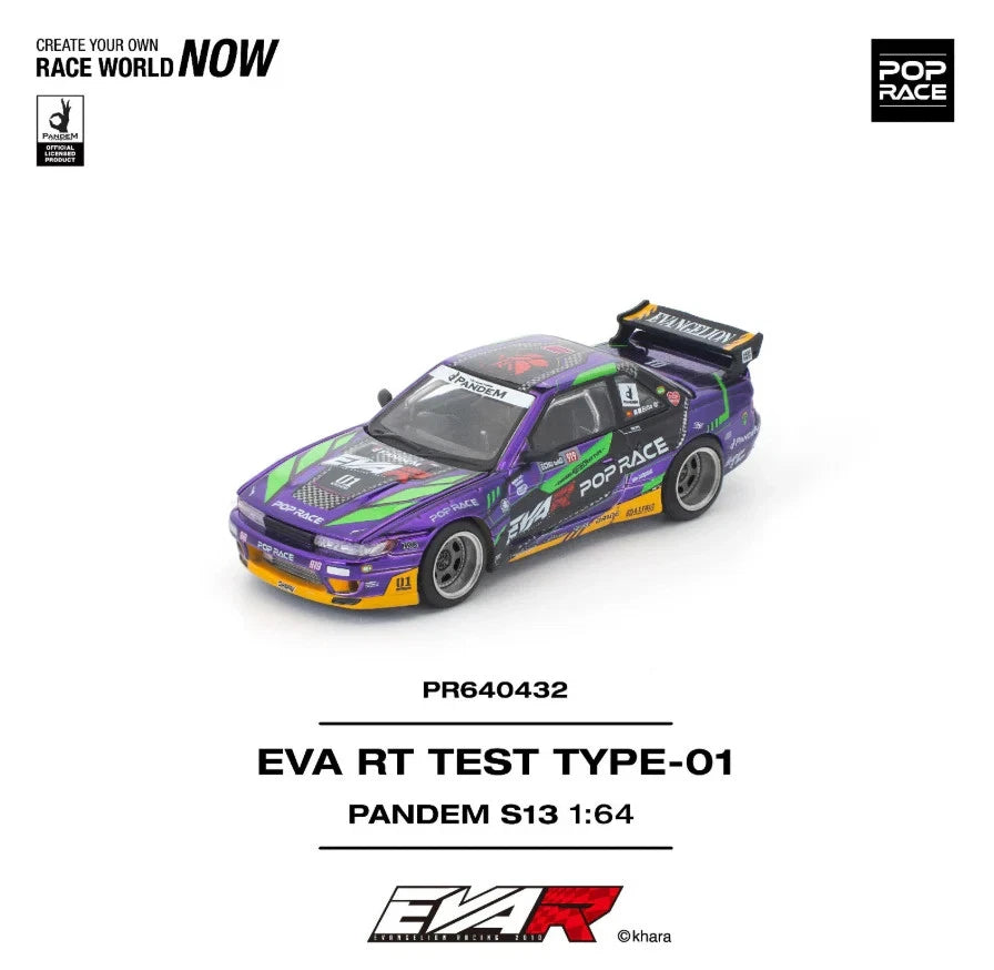 Pop Race 1/64 Nissan Pandem S13 EVA RT Test Type-01- Purple