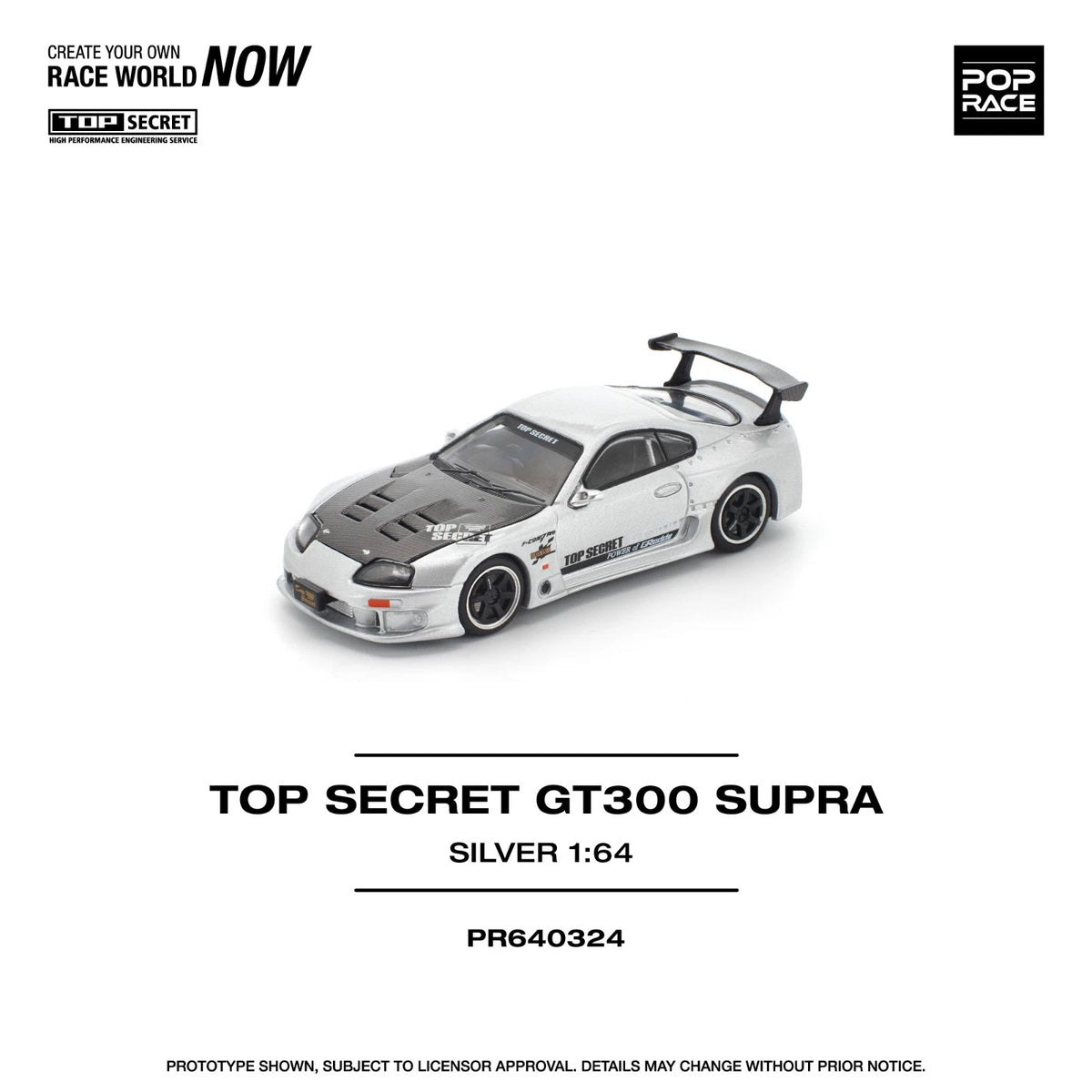 Pop Race 1:64 Top Secret GT300 Toyota Supra Silver #324