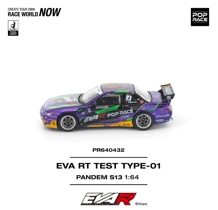 Pop Race 1/64 Nissan Pandem S13 EVA RT Test Type-01- Purple