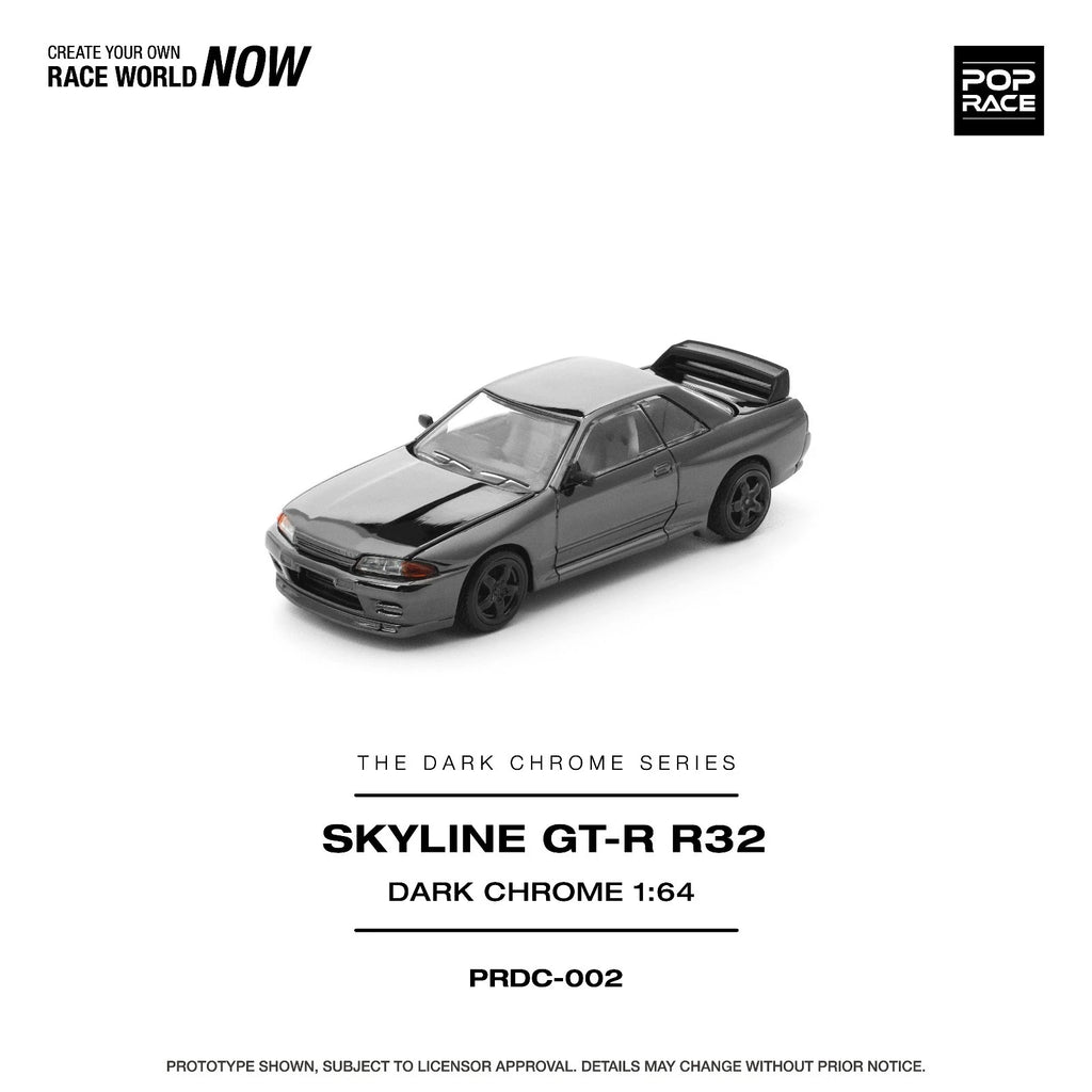 Pop Race 1:64 Nissan GT-R R32 Dark Chrome - PRDC002
