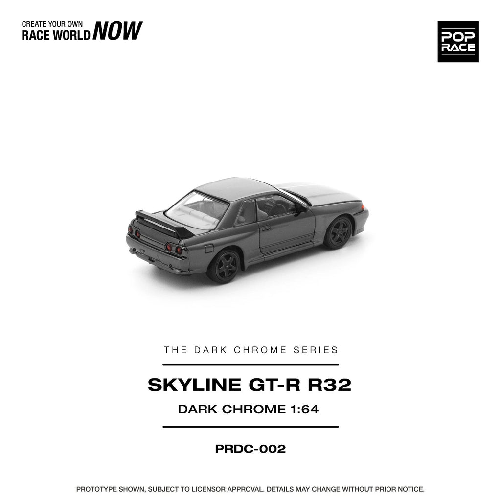 Pop Race 1:64 Nissan GT-R R32 Dark Chrome - PRDC002