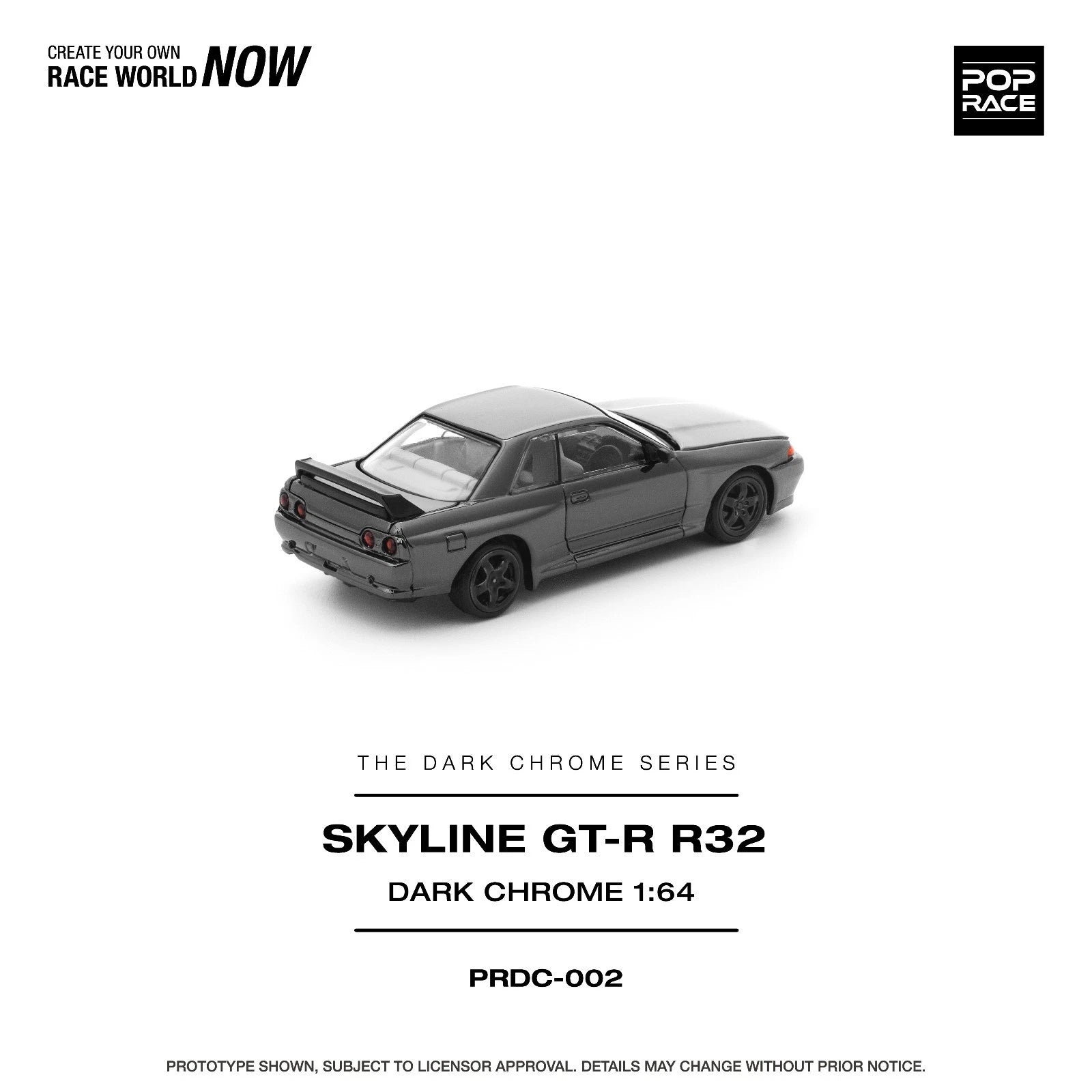 Pop Race 1:64 Nissan GT-R R32 Dark Chrome - PRDC002