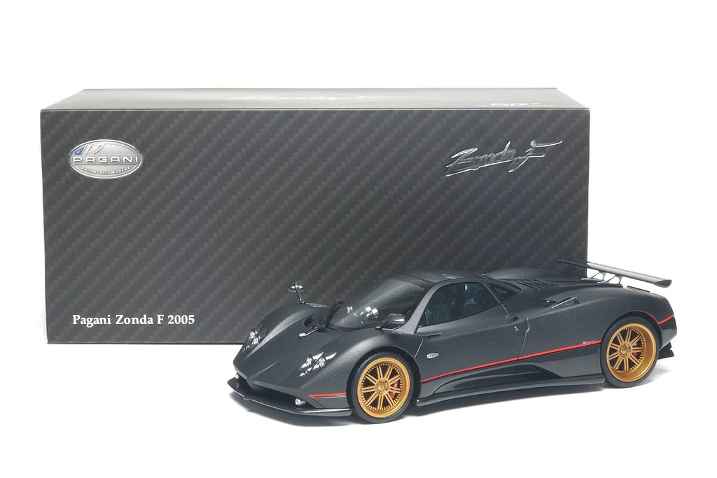 Almost Real 1:18 Pagani Zonda F 2005 Matt Carbon Black with Red Stripe