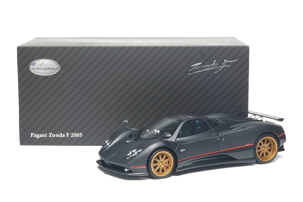 Almost Real 1:18 Pagani Zonda F 2005 Matt Carbon Black with Red Stripe