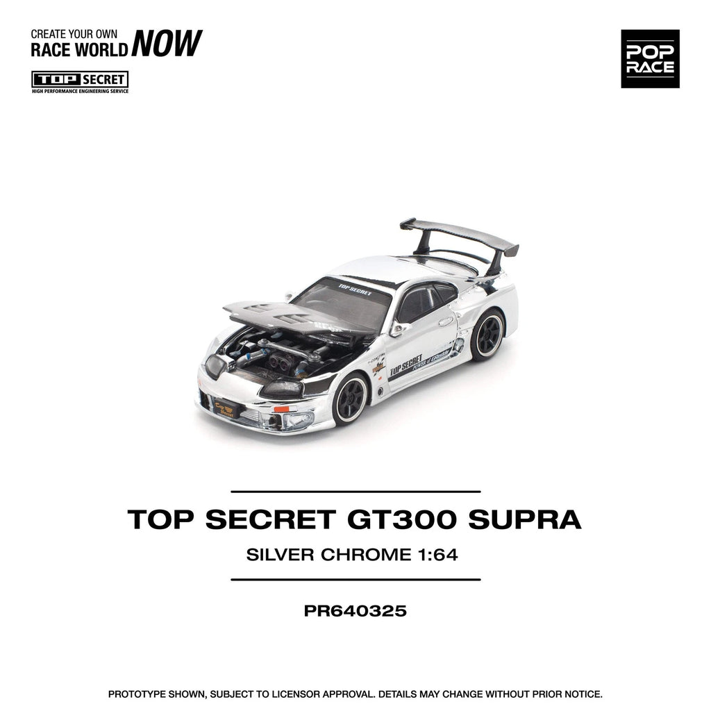 Pop Race 1/64 TOP SECRET GT300 Toyota Supra - Silver Chrome