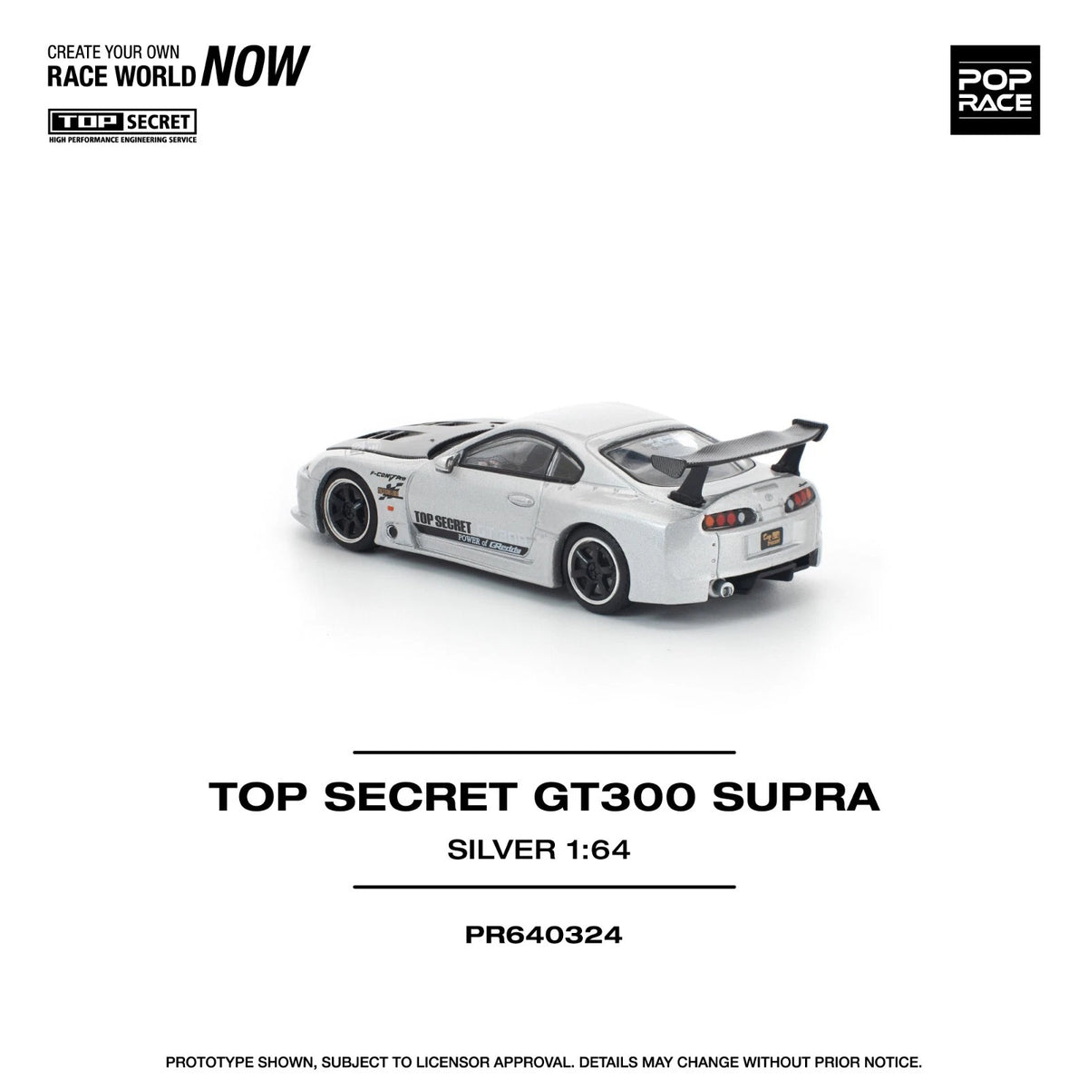 Pop Race 1:64 Top Secret GT300 Toyota Supra Silver #324