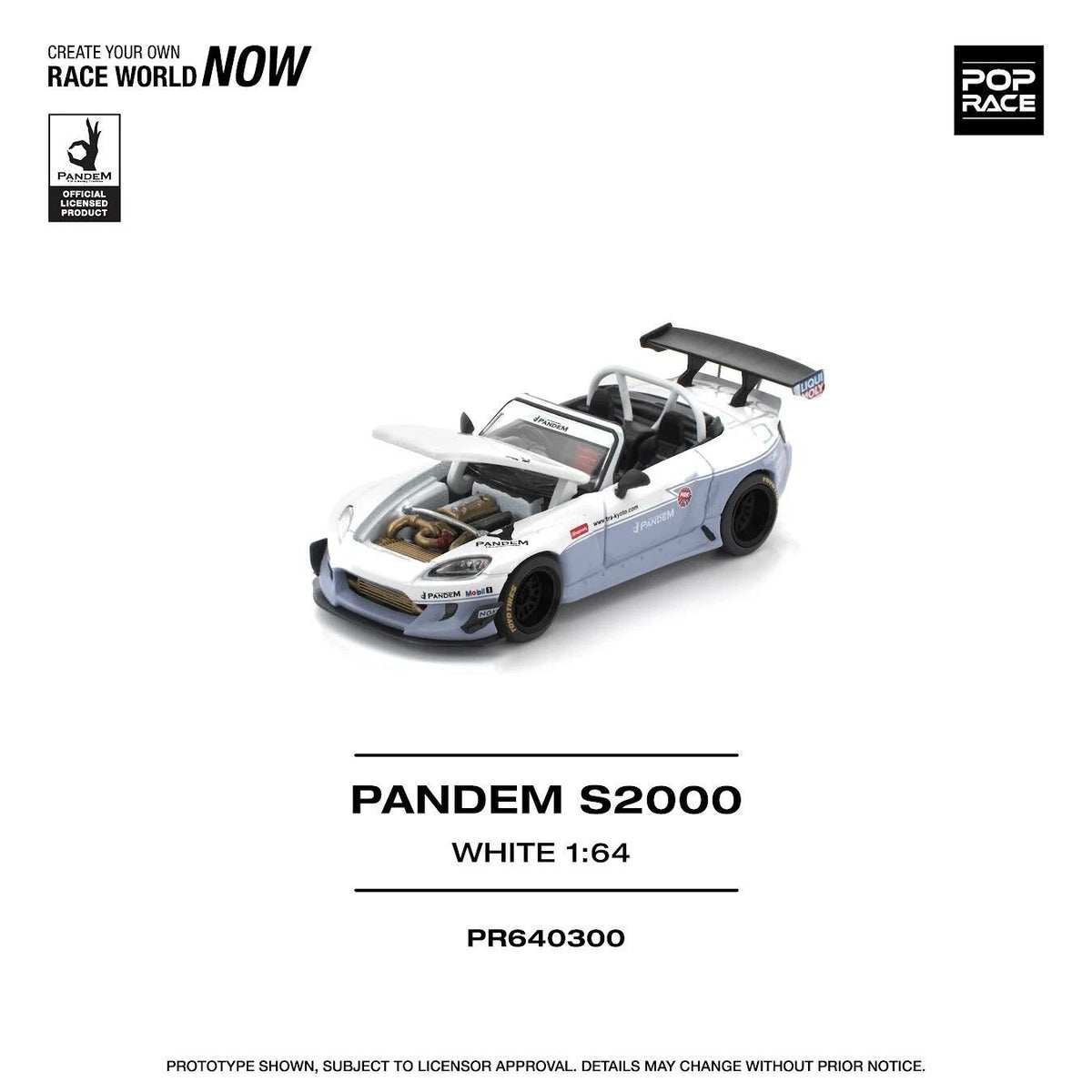 Pop Race 1:64 Pandem Honda S2000 White