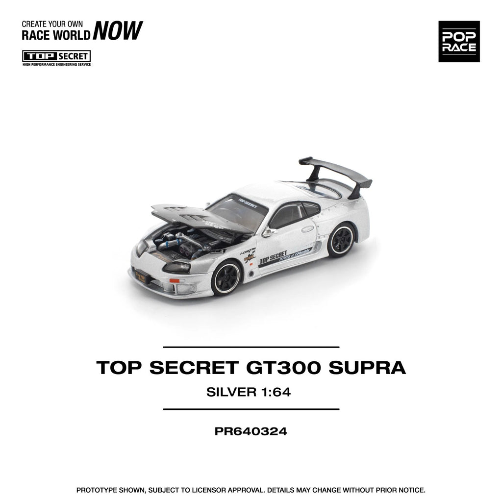 Pop Race 1:64 Top Secret GT300 Toyota Supra Silver #324