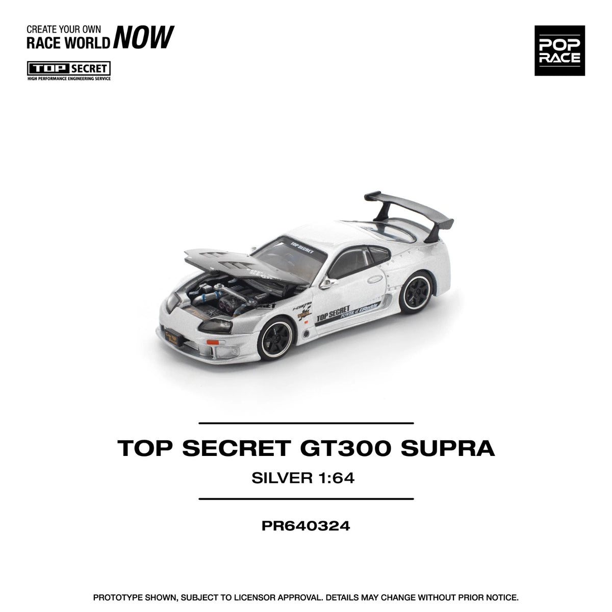 Pop Race 1:64 Top Secret GT300 Toyota Supra Silver #324