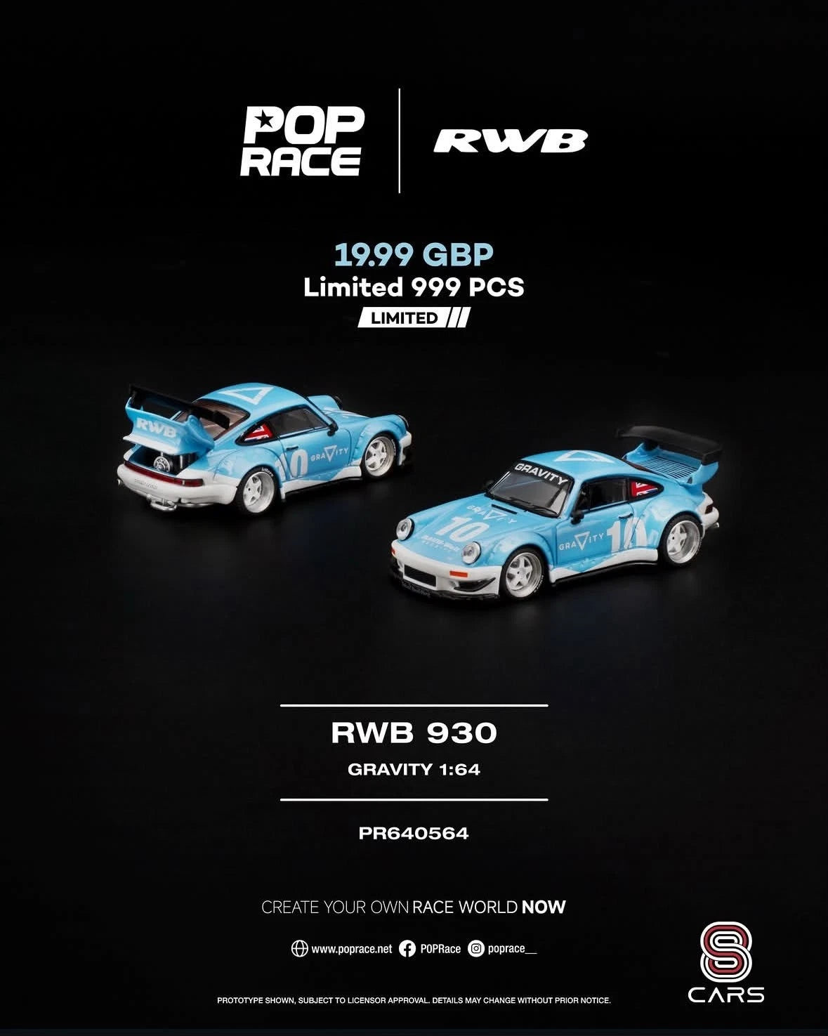 Pop Race 1:64 Porsche RWB 930 Gravity UK PR640564