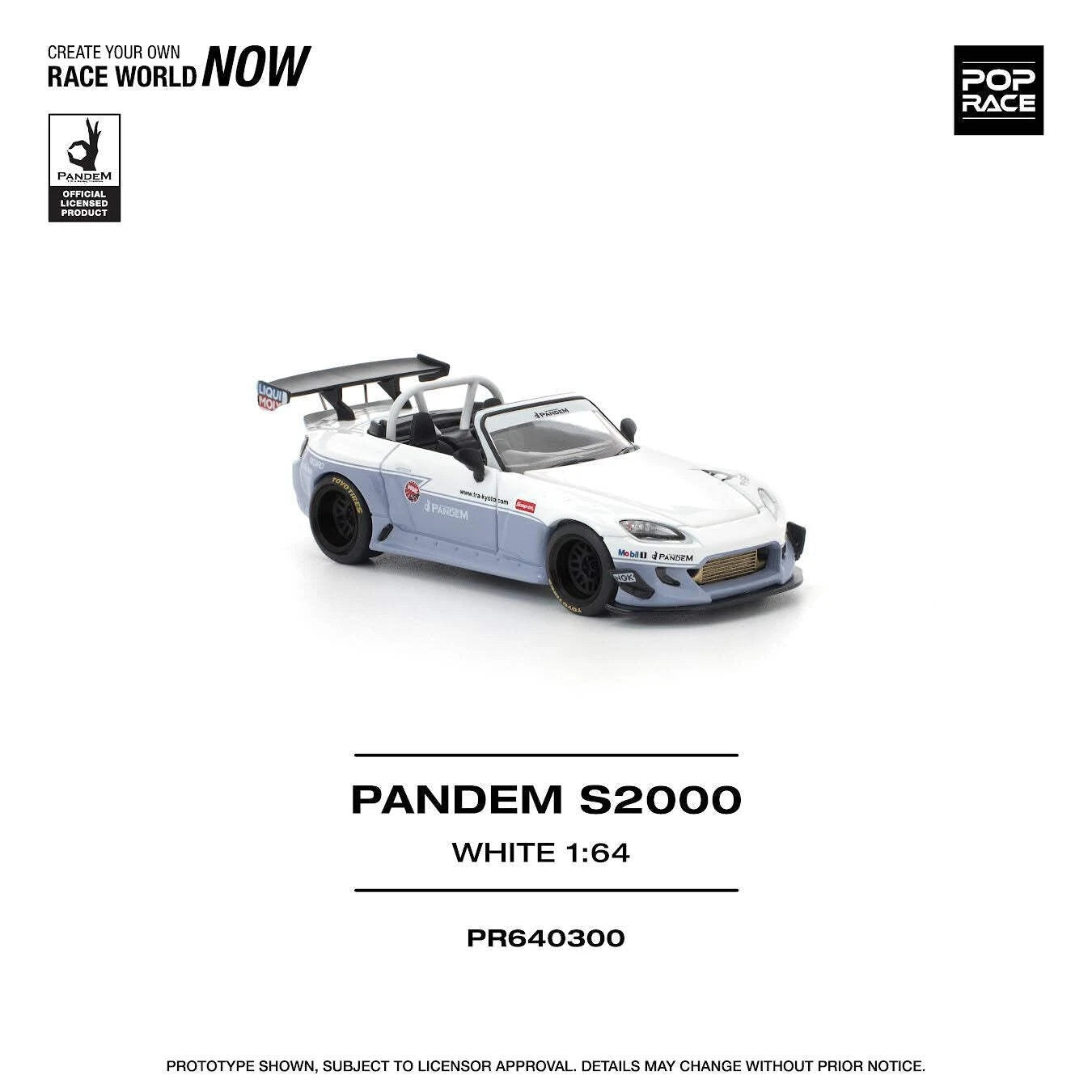 Pop Race 1:64 Pandem Honda S2000 White