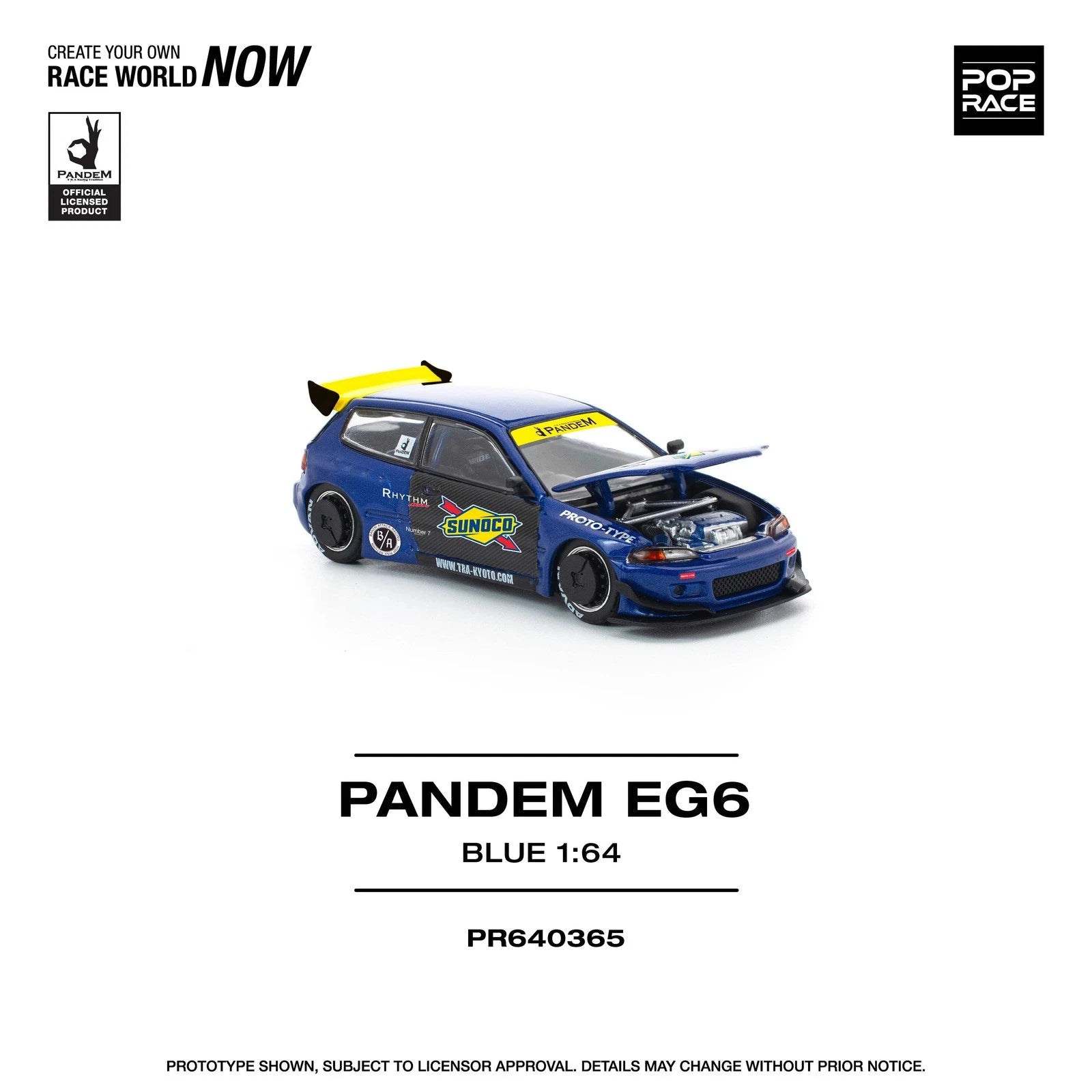 Pop Race 1:64 Honda Civic EG6 Pandem – Blue Sunoco