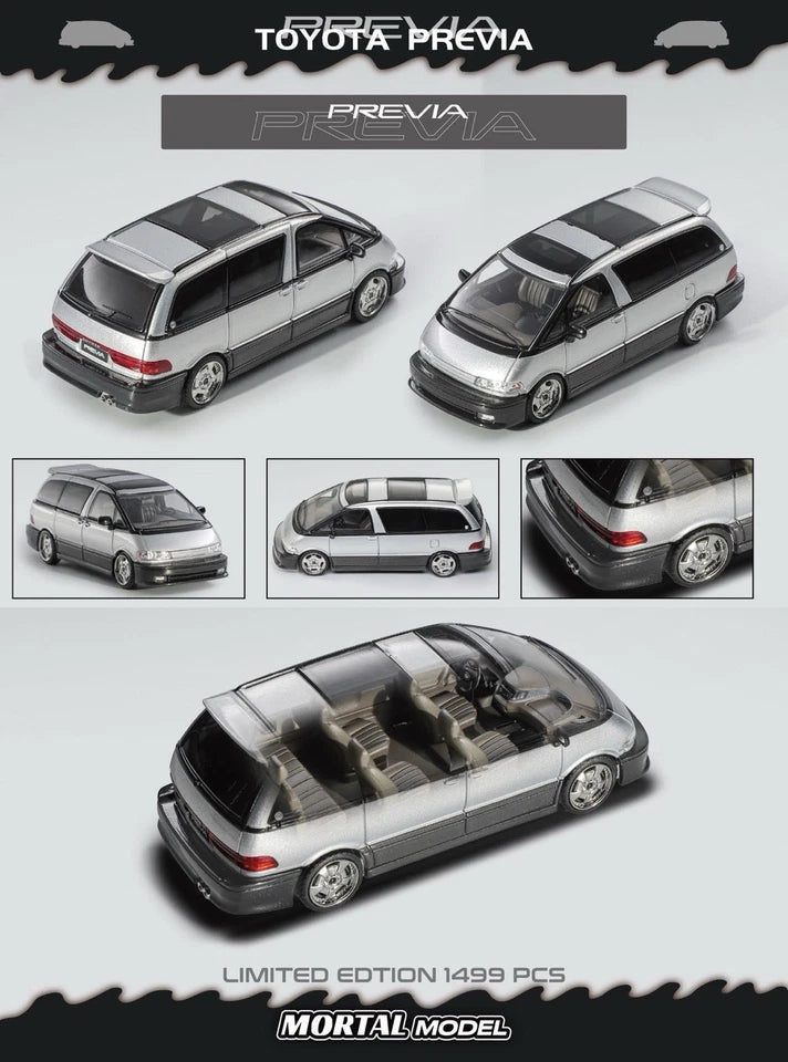 MORTAL 1/64 Toyota Previa Silver/Gray Dual Tone Diecast