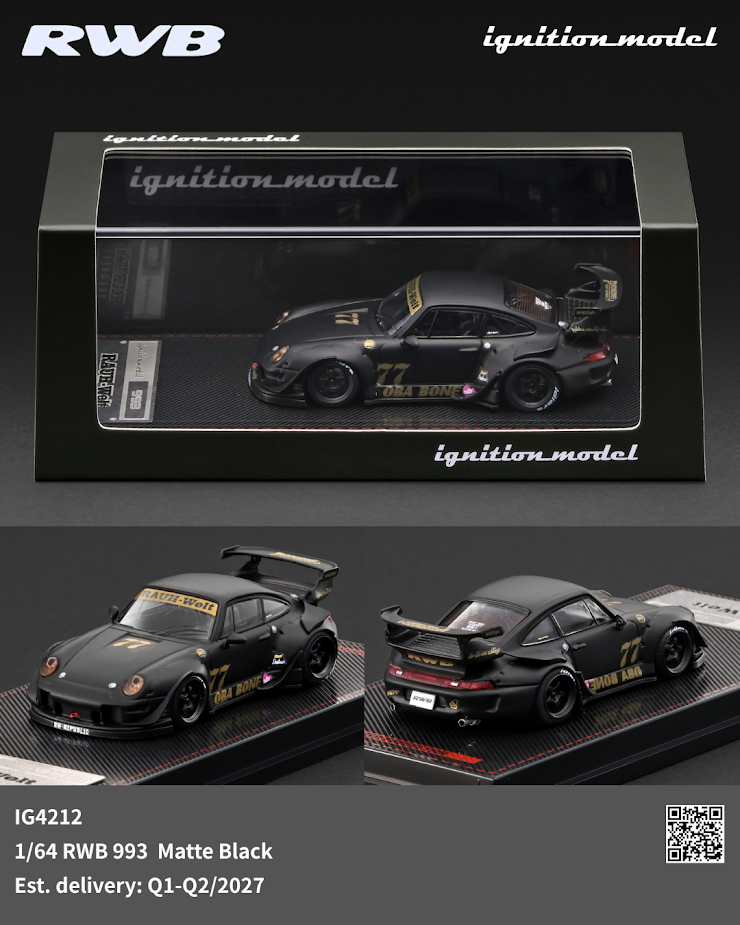 (Preorder) Ignition Model 1/64 RWB 993 Matte Black IG4212