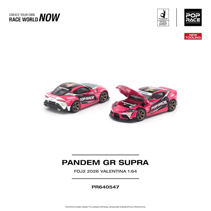 (Preorder) Pop Race 1:64 Toyota Pandem GR Supra FDJ2 Valentina Piaz Pink PR640547