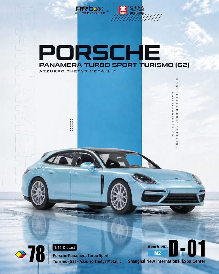 (Preorder) Almost Real 1:64 Porsche Panamera Turbo Sport Turismo (G2) Azzurro Thetys Metallic