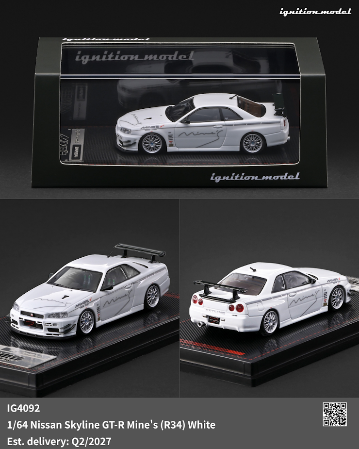 (Preorder) Ignition Model 1:64 Nissan Skyline GT-R Mine’s (R34) – White