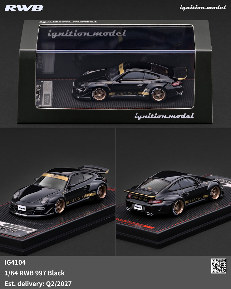 (Preorder) Ignition Model 1:64 Rauh-Welt Begriff RWB 997 – Black