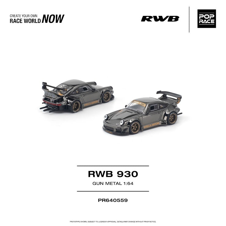 (Preorder) Pop Race 1:64 RWB 930 Gun Metal Grey PR640559